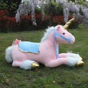 Peluche cheval câlin, design licorne rose pour les petits