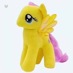 Peluche licorne douce jaune avec motif arc-en-ciel