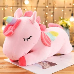 Peluche moelleuse en forme de licorne, colorée et adorable