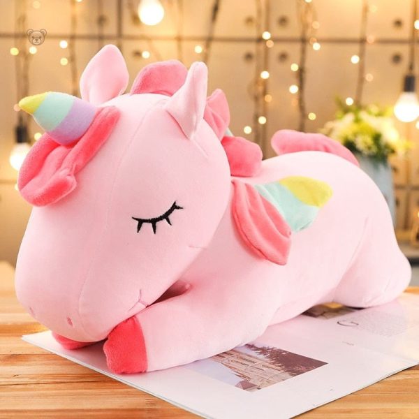 Peluche moelleuse en forme de licorne, colorée et adorable