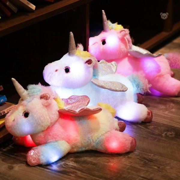 Jouet lumineux en peluche, design licorne colorée