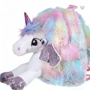 Peluche sac à dos licorne, compagnon de jeu coloré