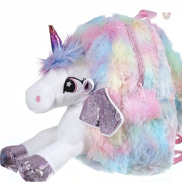 Peluche sac à dos licorne, compagnon de jeu coloré