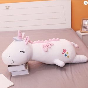 Oreiller en forme de licorne avec effet arc-en-ciel