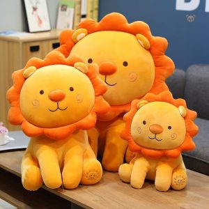 Peluche lion orange souriant