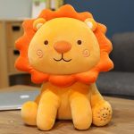 Peluche lion orange pour enfants