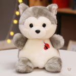 Peluche loup husky gris, doux et câlin pour les enfants