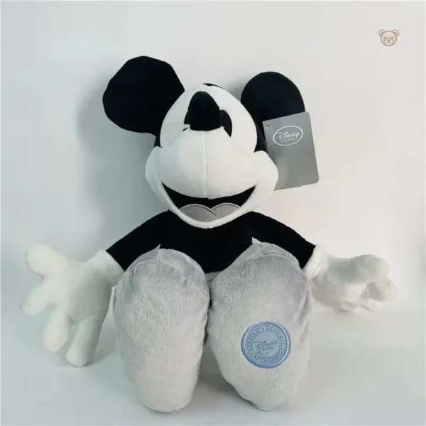 Peluche Mickey Mouse, personnage emblématique en noir et blanc