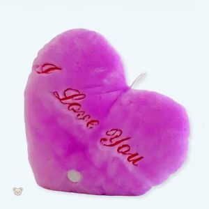 Peluche oreiller violet doux avec message romantique