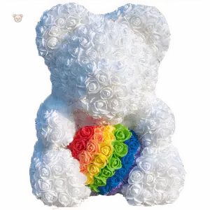 Ours en peluche câlin aux couleurs arc-en-ciel pour les petits