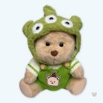 Peluche ours articulé en alien vert doux fait main
