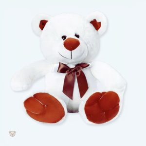 Peluche ours blanc doux avec nœud élégant pour l'hiver