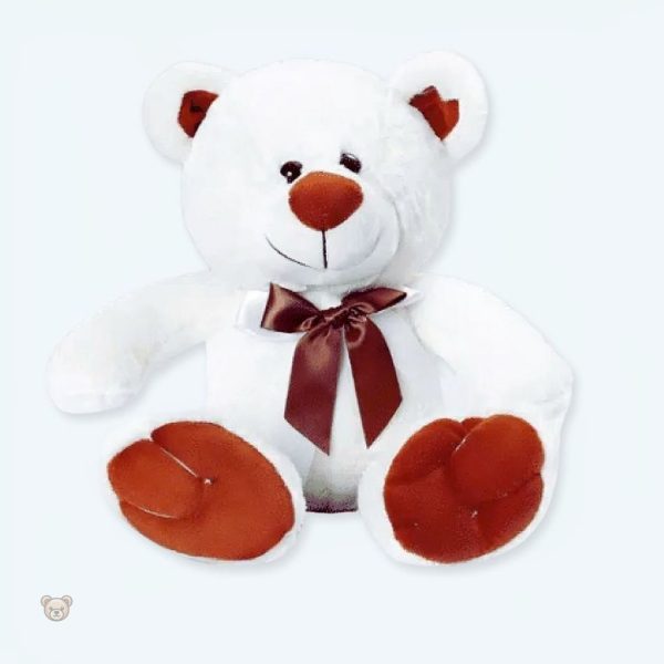 Peluche ours blanc doux avec nœud élégant pour l'hiver