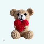 Peluche ours doux en crochet avec cœur, cadeau romantique