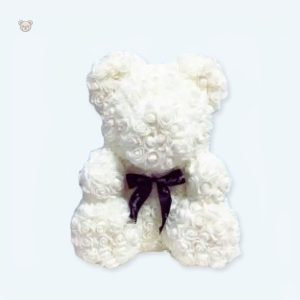 Peluche ours blanc doux avec fleurs