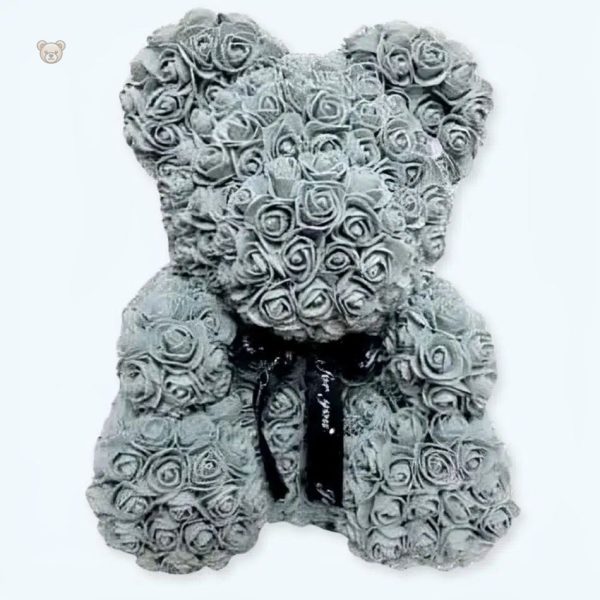 peluche-ours-grise-fleurie-douce-pour-decor-romantique-1 Peluche ours grise douce avec motifs fleuris pour décoration romantique