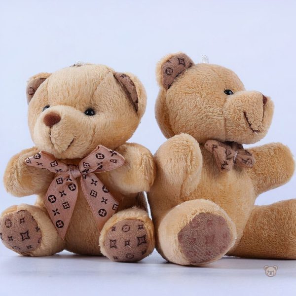 Porte-clés en peluche ours marron, accessoire câlin et doux