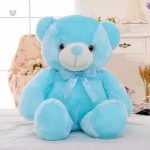 Oreiller lumineux bleu en forme d'ours pour la nuit