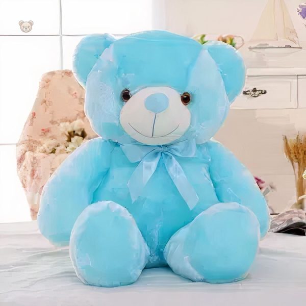 Oreiller lumineux bleu en forme d'ours pour la nuit