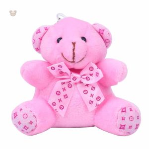 Porte-clés en peluche ours rose, accessoire adorable et doux