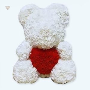 Peluche ours rose et blanc douce pour câlins dans la chambre d'enfant