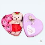 Peluche ours rose doux en coffret cadeau romantique