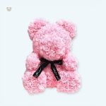 Peluche ours rose avec fleurs