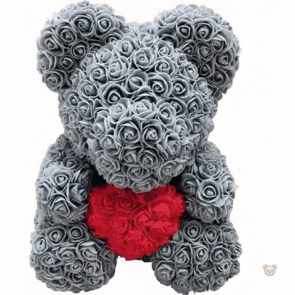 Ours câlin en peluche rose et grise, parfait pour le confort enfant
