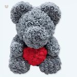 Peluche ours rose et gris douce, collection unique
