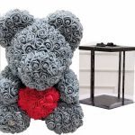 Ours en peluche tendre, rose et gris, design exclusif