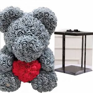 Ours en peluche tendre, rose et gris, design exclusif