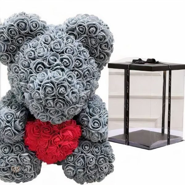 Ours en peluche tendre, rose et gris, design exclusif