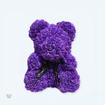 Peluche ours violette avec motifs floraux douce pour enfant