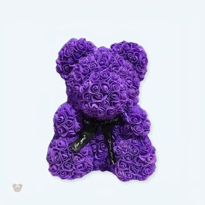 Peluche ours violette avec motifs floraux douce pour enfant