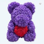 Peluche ours violette et rose douce pour câlins d'enfants