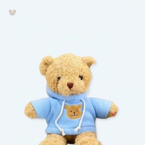 Peluche ourson doux en pull bleu pour câlins d'hiver