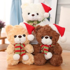 Peluche ourson de Noël avec bonnet rouge