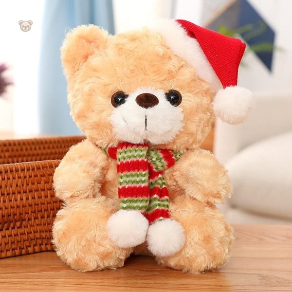 Peluche douce avec bonnet festif rouge