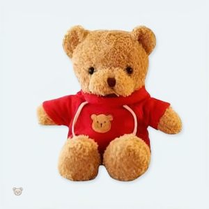 Peluche ourson rouge douce pour câlins d'hiver