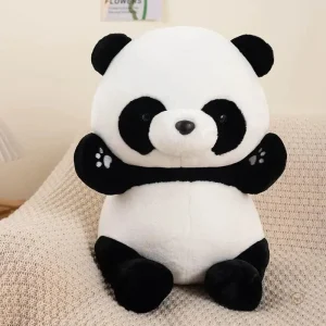 Peluche panda assise, joyeuse et douce pour câlins
