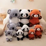 Panda en peluche, version assise, expression joyeuse et amicale