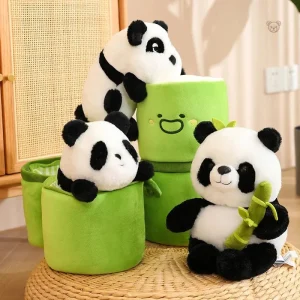 Peluche panda blanc avec bambou