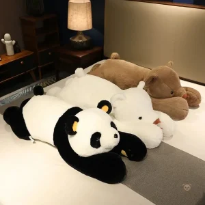 Panda géant en peluche, design allongé et agréable au toucher