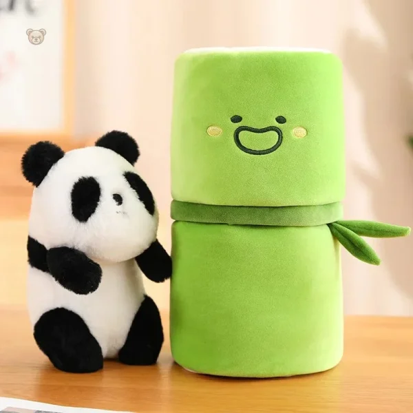 Peluche panda accompagnée d'un joli bambou