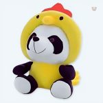 Peluche panda mignon en déguisement de poule doux