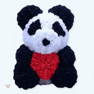 Peluche panda rose et rouge douce pour enfants