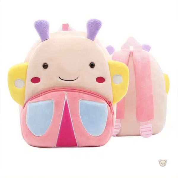 Sac à dos enfant en peluche fun et doux, motif papillon