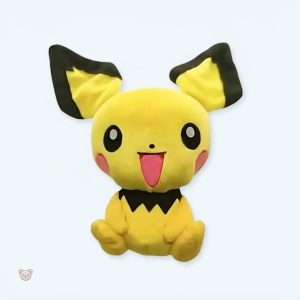 Peluche Pichu jaune avec sourire éclatant et doux