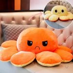 Peluche réversible pieuvre, changement d’humeur amusant