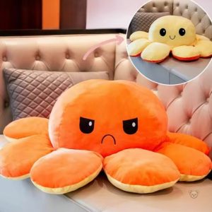 Peluche réversible pieuvre, changement d’humeur amusant